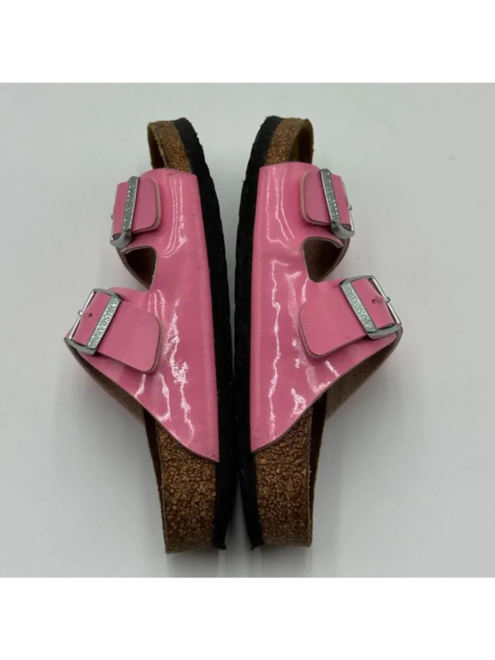 Birkenstock Arizona Slide Sandal Girl 12.5 Pink Patent Leather Flat Double Strap
